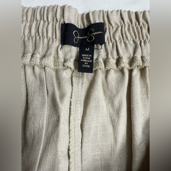 JESSICA SIMPSON Khaki Wide Leg Linen blend cargo pants size M - Picture 8 of 14